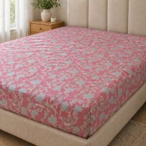 Pink Damask Floral Fitted Sheet