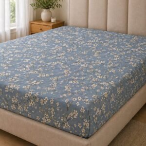 Dusty Blue Blossom Fitted Sheet